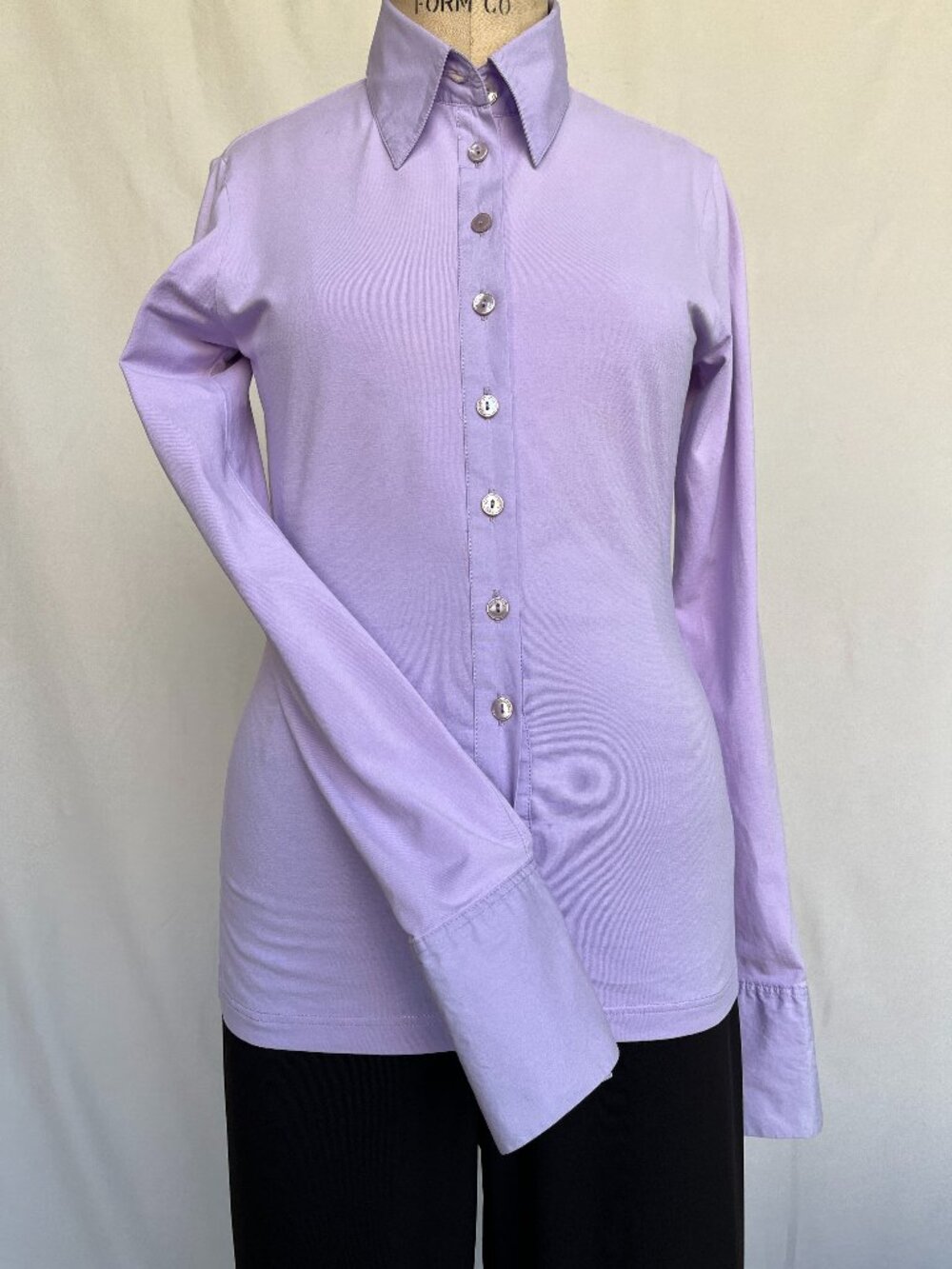 Anne Fontaine Nuage stretchy button-up collared french cuff shirt FR 38 US 4-6